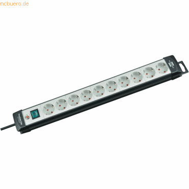 Steckdosenleiste Premium-Line 10-fach 3m mit Schalter schwarz/lichtgrau