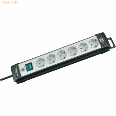 Steckdosenleiste Premium-Line 6-fach 3m mit Schalter schwarz/lichtgrau