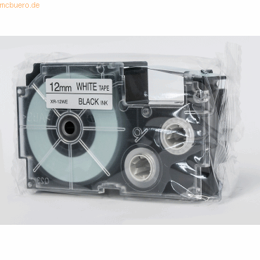 Schriftbandkassette XR-12 WE 12mm schwarz auf weiß