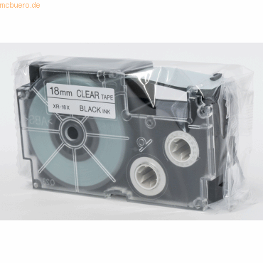 Schriftbandkassette XR-18 X 18mm schwarz auf transparent