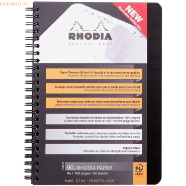 Notizbuch A5 80 Blatt Wire-O-Bindung 90g 80 Blatt mit Vordruck schwarz