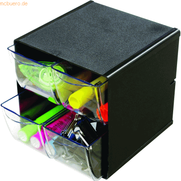 Deflecto Aufbewahrungsbox Cube 4 Schubladen schwarz | mcbuero.de