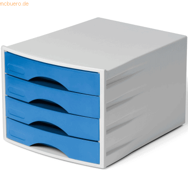Schubladenbox Eco A4 4 Stück geschlossen grau/blau