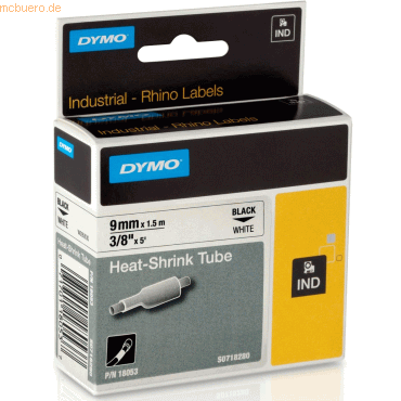 Schriftbandkassette Heißschrumpfschlauch Kunststoff 1,5mx9mm schwarz/weiß