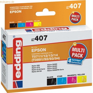 Tintenpatrone kompatibel mit Epson T0711/T0712/T0713/T0714 black + colour Multipack 4