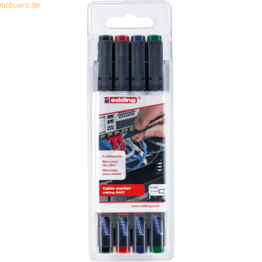 Kabelmarker edding 8407 0,3mm schwarz, rot, blau, grün VE=4 Stück