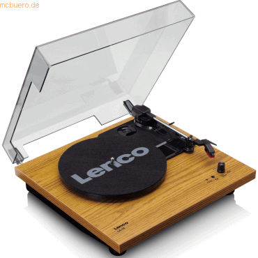 Lenco LS-10WD Plattenspieler mit Lautsprechern (Weiß/Holz)