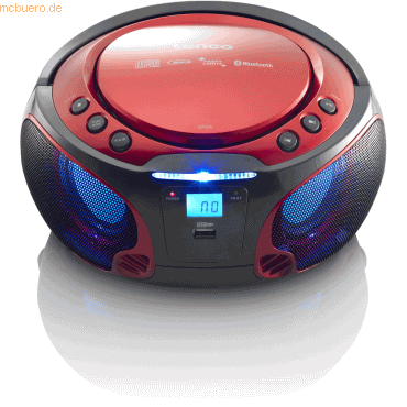 Lenco SCD-550RD CD-Radio mit MP3, USB, BT, Lichteffekte (Rot)
