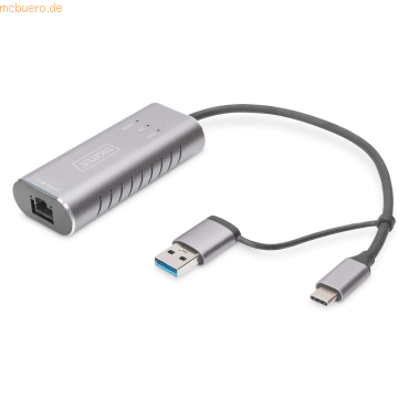 Digitus USB-C™ Gigabit Ethernet Adapter 2.5G, USB-C™ + USB A