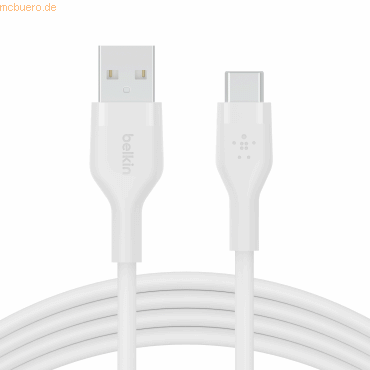 Belkin Flex USB-A/USB-C Silikon-Kabel, 2m, weiß