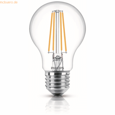 Philips LED classic Lampe 60W E27 Warmweiß 806lm klar 3erPack