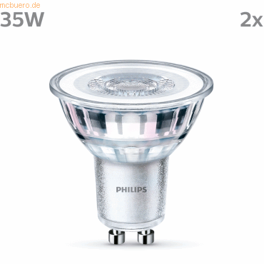 Philips LED classic Lampe 35W GU10 Warmwei&szlig; 255lm Silber 2er P