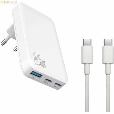felixx 65W GaN PD SLIM Reiselader 1xUSBA/2xTypC/100W PD Kabel