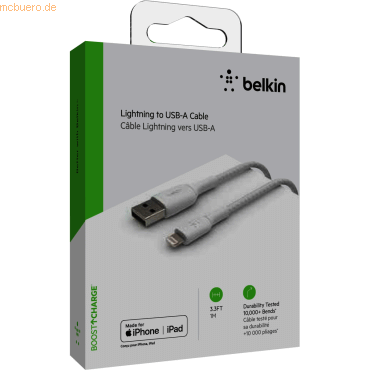 Belkin Lightning Lade/Sync Kabel ummantelt mfi 1m weiß