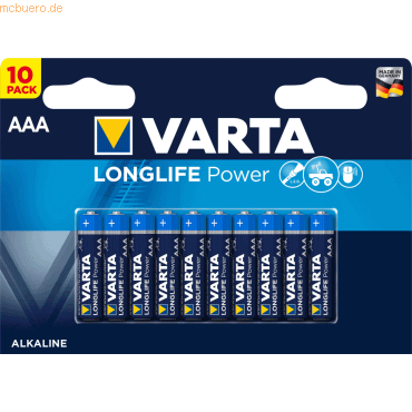 VARTA Longlife Power, Batterie, AAA, Micro, 1,5V, 10Stk