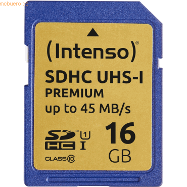 Intenso 16GB SDHC UHS-I Premium Secure Digital Card