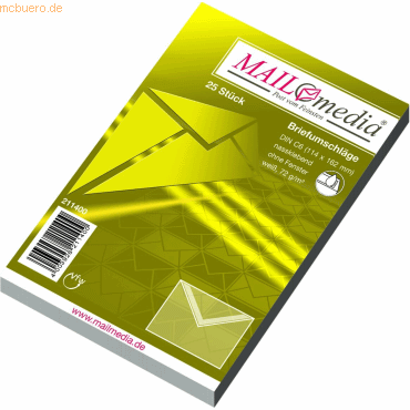 Briefumschläge C6 gummiert weiß VE=25 Stück