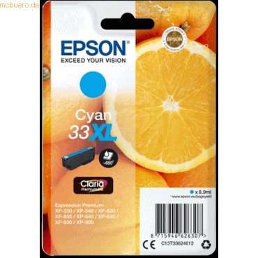 Tintenpatrone Epson Expression Home XP-530 T3362 cyan High-Capacity