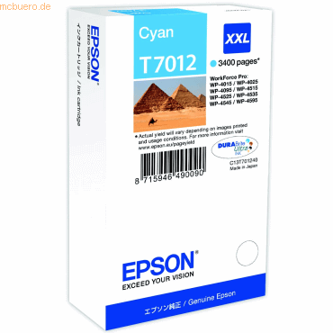 Tintenpatrone Epson T70124010 cyan