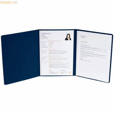 Bewerbungsmappe 3-teilig 2 Klemmen Leinenstruktur dunkel-blau