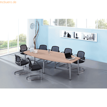 Konferenztisch mit Chromfüßen 280x130/78cm Nussbaum