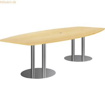 Konferenztisch mit Säulenfüßen 280x130/78cm Ahorn