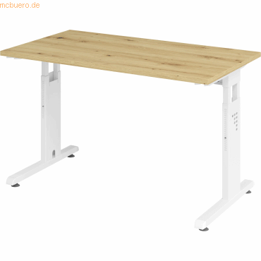 Schreibtisch C-Fuß 120x67cm Asteiche/Weiß