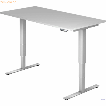 Schreibtisch 160x80x62-127cm grau/silber elektrisch höhenverstellbar