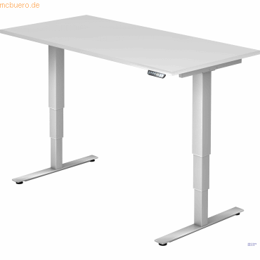 Schreibtisch 160x80x62-127cm weiß/silber elektrisch höhenverstellbar