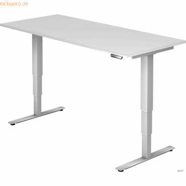 Schreibtisch 180x80x62-127cm weiß/silber elektrisch höhenverstellbar