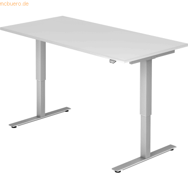 Sitz-Steh-Schreibtisch elektrisch 160x80cm Weiß/Silber