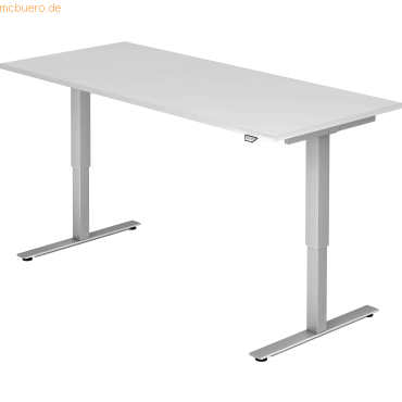 Sitz-Steh-Schreibtisch elektrisch 180x80cm Weiß/Silber