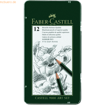 Bleistift Castell 9000 Härtegrade sortiert 12 Stück im Metalletui