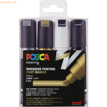 Fasermaler Uni Posca PC-8K 8mm sortiert VE=4 Stück