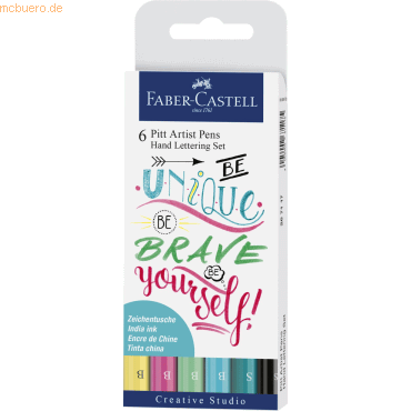 Tuschestift Pitt Artist Pen Lettering Pastelltöne sortiert VE=6 Stück Etui