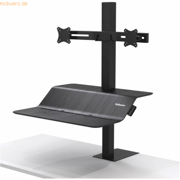 Sitz-Steh Workstation Lotus VE für 2 Monitore höhenverstellbar Stahl schwarz