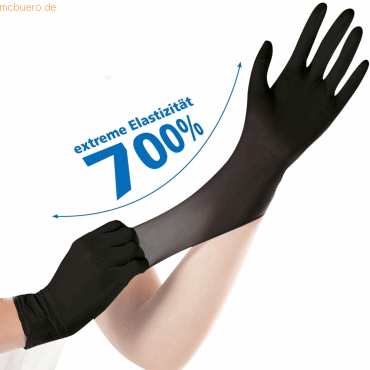 Nitril-Handschuh Safe Super Stretch puderfrei L 24cm VE=100 Stück schwarz