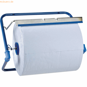 Wandhalter für Putzpapiere Industriepapierrolle Edelstahl 42x30cm blau