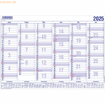 Tafelkalender A4 12 Monate Kalendarium 2025