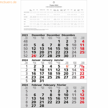 3-Monatskalender 30x52cm Kalendarium 2023