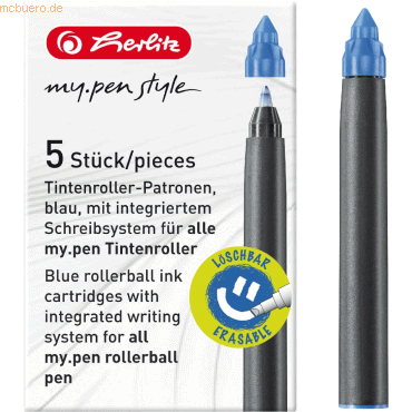 Tintenrollerpatrone my.pen blau VE=5 Stück