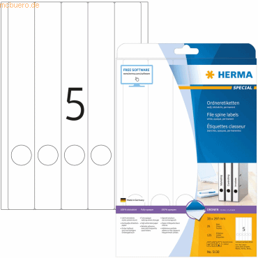 Ordneretiketten weiß 38x297mm Special A4 VE=125 Stück