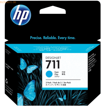 Tintenpatrone HP Nr. 711 CZ134A cyan 3er Packung 29 ml