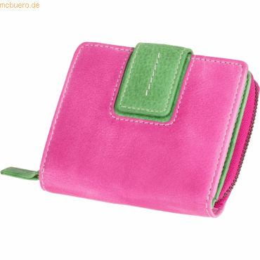 Damengeldbörse zweifarbig Leder 9x10,5x3cm pink