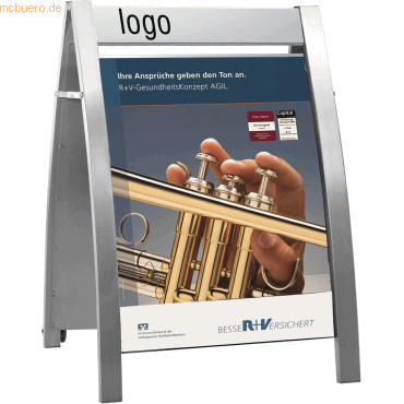 Plakatst&auml;nder Boston II A1 fahrbar alusilber