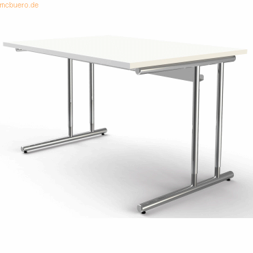 Schreibtisch Artline Holzdekor C-Fuß 120x80x68-82cm weiß