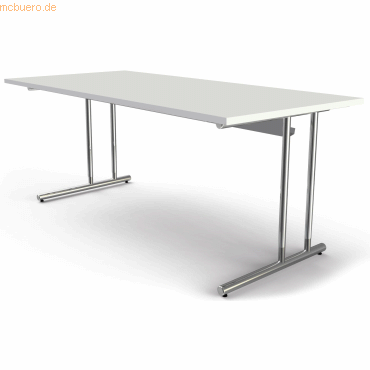 Schreibtisch Artline Holzdekor C-Fuß 180x80x68-82cm weiß
