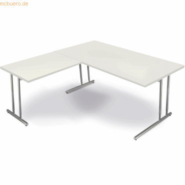 Schreibtisch Artline Holzdekor / Anbau C-Fuß 160x180x68-82cm weiß
