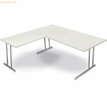 Schreibtisch Artline Holzdekor / Anbau C-Fuß 180x180x68-82cm weiß