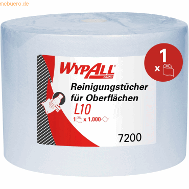 Wischtücher Wypall L10 Extra+ 1-lagig 38x24cm Großrolle blau